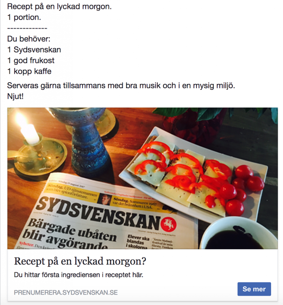 Sydsvenskan annons och content