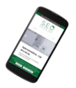 Smartphone med SEO Sveriges webbplats